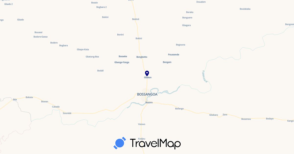 TravelMap itinerary: driving in Central African Republic (Africa)